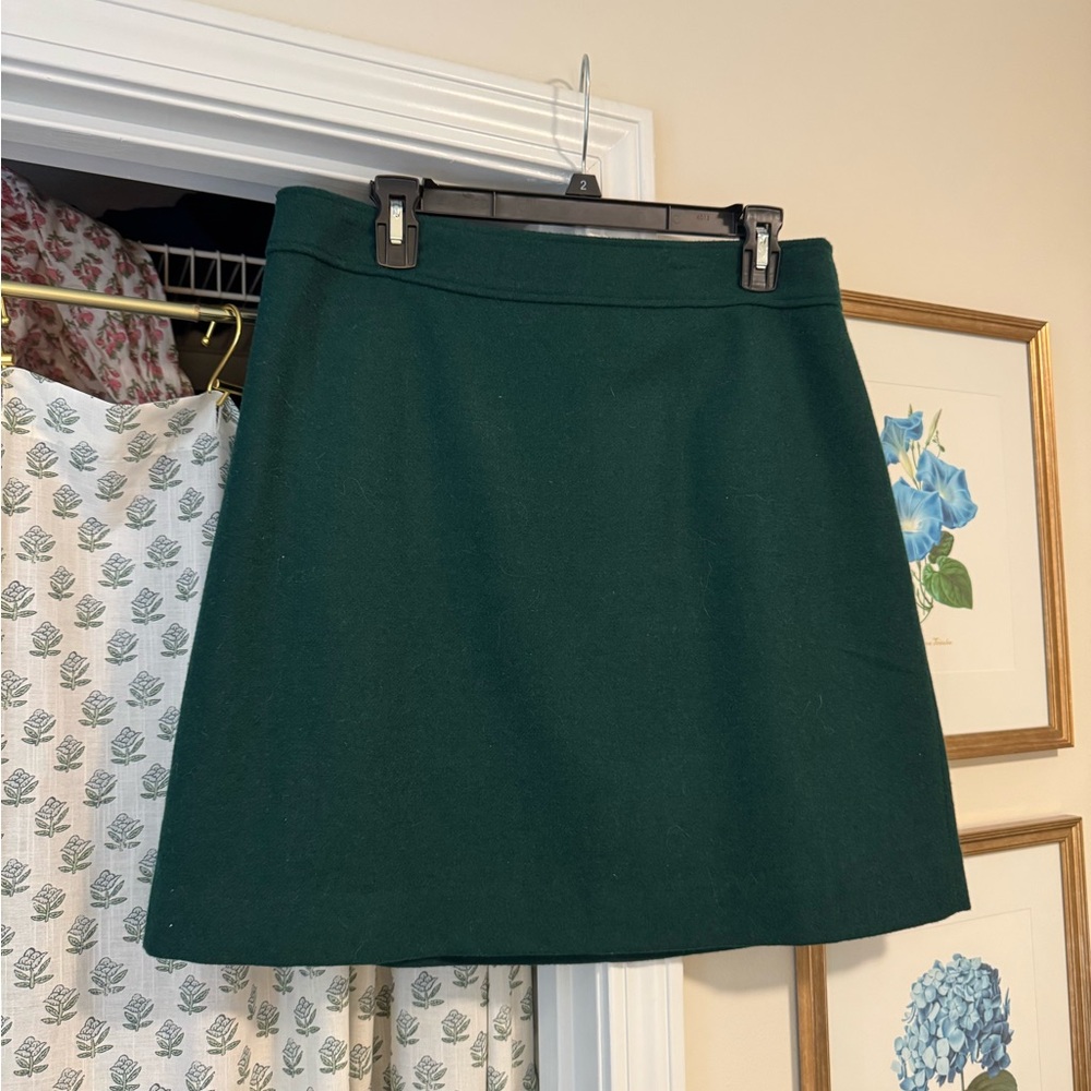 J. Crew Factory Wool Green Mini Skirt